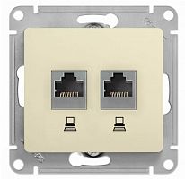 Розетка RJ11+RJ45 Glossa двойная, кат. 5Е, бежевый (GSL000285) Розетка компьютерная