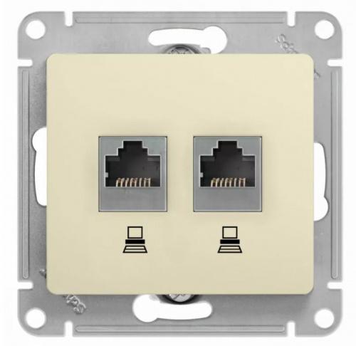 Розетка RJ11+RJ45 Glossa двойная, кат. 5Е, бежевый (GSL000285) Розетка компьютерная