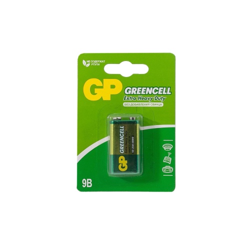 GP GreenCell 9V Крона (GP 1604GLF-2CR1), БЛИСТЕР Солевая батарейка