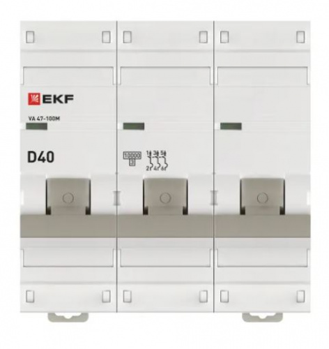 ВА 47-100M 3P 40А (D) 10kA PROXIMA (mcb47100m-3-40D-pro) фото 2
