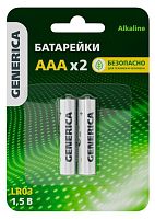 Батарейка Alkaline LR03/AAA GENERICA (2 шт) (ABT-LR03-ST-L02-G) Батарейка щелочная