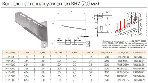 Консоль настенная усиленная КНУ-200 (PR08.2650) (Промрукав) Консоль настенная фото 2