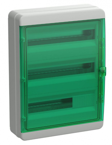 Корпус пластиковый TEKFOR КМПн-54 IP65 зеленая прозрачная дверь (TF5-KP72-N-54-65-K03-K06)