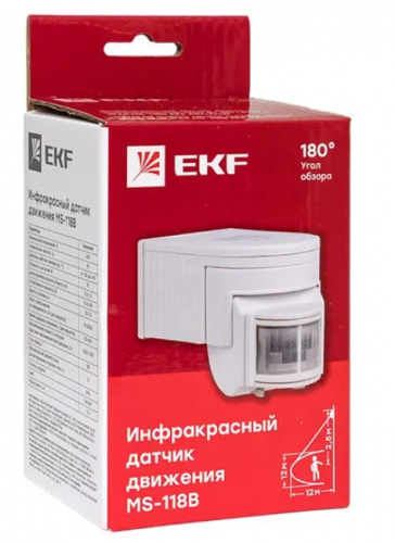 ИК датчик движения MS-118B 1200Вт IP44 PROxima (dd-ms-118B) фото 2