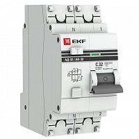 АД-32 1P+N 32А (С) 30мА тип AC эл. 4,5кА PROxima (DA32-32-30-pro) Автоматический выключатель дифференциального тока