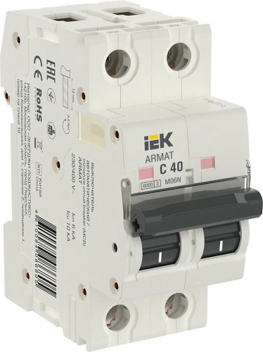 M06N 2P C 40А 6кА ARMAT (AR-M06N-2-C040) Автоматический выключатель M06N 2P C 40А 6кА ARMAT (AR-M06N-2-C040) Автоматический выключатель