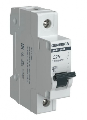 GENERICA ВА47-29М 1P C 25А 4,5кА (MVA21-1-025-C-G) Автоматический выключатель