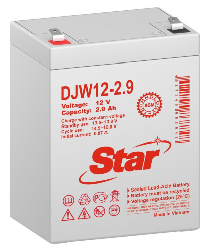 STAR DJW12-2.9 Аккумулятор герметичный свинцово-кислотный STAR DJW12-2.9 Аккумулятор герметичный свинцово-кислотный
