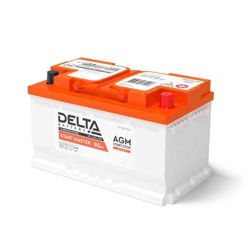 Аккумулятор автомобильный герметичный свинцово-кислотный Delta START MASTER 80 Ah AGM