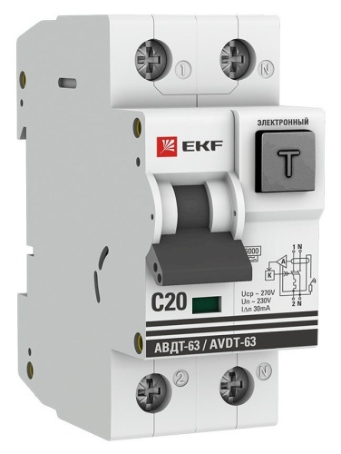 АВДТ-63 20А 30мА C A 6кА PROxima (DA63-20-30e) Автоматический выключатель дифференциального тока