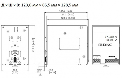 Источник питания однофазный, 480Вт, 20А, 24В (DPSL480W24V) фото 2