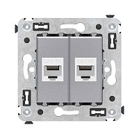 Розетка RJ-45 в стену, кат.5E, Avanti, двойная, закаленная сталь (4404664) Розетка компьютерная