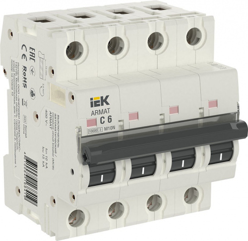 M10N 4P C 6А 10кА ARMAT (AR-M10N-4-C006) Автоматический выключатель M10N 4P C 6А 10кА ARMAT (AR-M10N-4-C006) Автоматический выключатель
