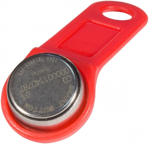 DS 1990А-F5 (красный) Ключ электронный Touch Memory с держателем