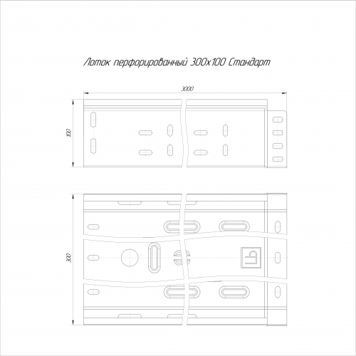 Лоток перфорированный Стандарт 300х100х3000 (1,0мм) (PR16.2305) фото 2