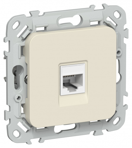 FLITE Розетка компьютерная RJ45 кат 6 UTP РК6-1-0-ФлСл скрытой установки сливочный (FI-K12-2-K86)