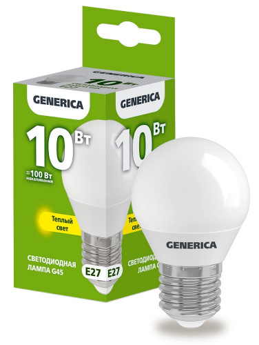 Лампа светодиодная G45 шар 10Вт 230В 3000К E27 (LL-G45-10-230-30-E27-G)