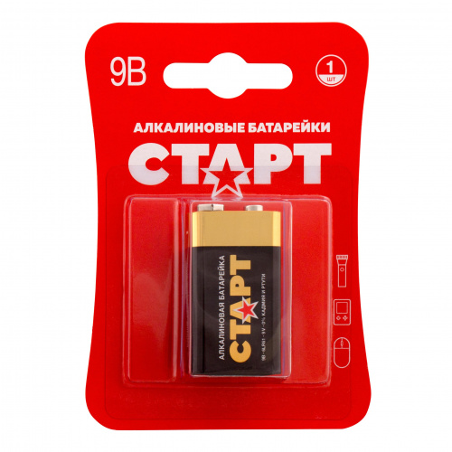 СТАРТ 6LR61-BL1 (9 В, Крона, 6LR61), БЛИСТЕР Алкалиновая батарейка