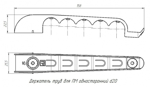 Держатель труб односторонний на 5 мест серый d20 (PR13.03284) фото 3