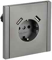 FORTE&PIANO Розетка USB A+A 3,1А FP545 с заземлением с защитными шторками винтовое крепление скрытой установки 16А сталь (FP-R14-16-U21-D31-K46)