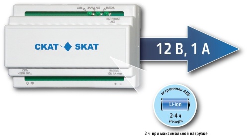 SKAT-12DC-1.0 Li-ion (СКАТ ИБП-12/1-3,2/Li-DIN) (595) Источник вторичного электропитания резервированный