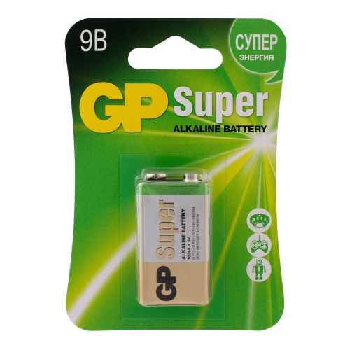 GP Super Alkaline 9V Крона (GP 1604A-5CR1), БЛИСТЕР Алкалиновая батарейка