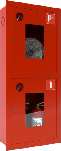Ш-ПК О-003ВОК (ПК-320ВОК) Шкаф пожарный встроенный со стеклом красный