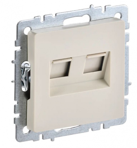 Розетка RJ45 РК10-2-БрКр кат.5E, бежевый BRITE (BR-K20-1-K10) Розетка компьютерная двойная