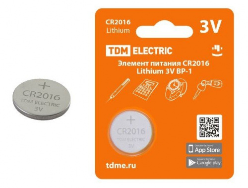 CR2016 Lithium 3V BP-1 TDM (SQ1702-0097) Элемент питания CR2016 Lithium 3V BP-1 TDM (SQ1702-0097) Элемент питания
