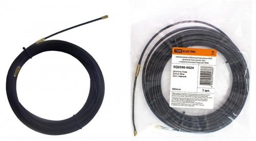 Нейлоновая кабельная протяжка 4мм, 20м с наконечниками, черная (SQ0590-0024) Протяжка кабельная