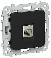 FLITE Розетка компьютерная RJ45 кат 6 STP РК6-1-1-ФлЧ скрытой установки черный (FI-K11-2-K02)