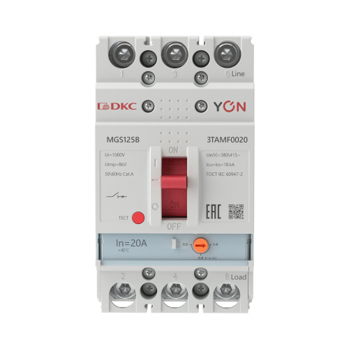 YON MGS125 3P 16-20A 18kA (MGS125B-3TAMF0020) фото 3