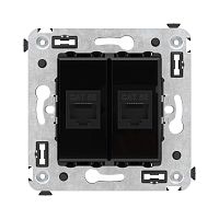 Розетка RJ-45 в стену, кат.5E, Avanti, двойная, черный квадрат (4402664) Розетка компьютерная