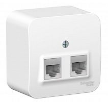 Розетка открытой установки RJ45+RJ11 BLANCA двойная, кат. 5Е, белый (BLNIA045111) Розетка компьютерная + телефонная с изолированной пластиной