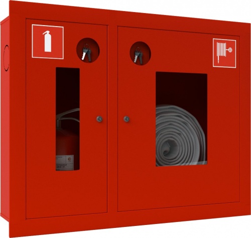 Ш-ПК-О-002ВОК (ПК-315ВОК) Шкаф пожарный встраиваемый со стеклом красный