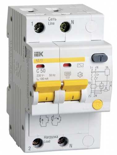 АД12 2Р 50А 100мА (MAD10-2-050-C-100) Автоматический выключатель дифференциального тока