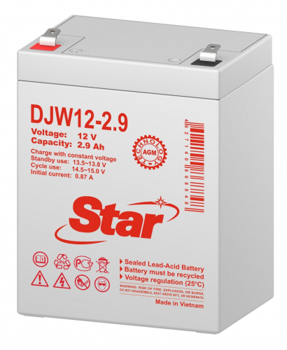 STAR DJW12-2.9 Аккумулятор герметичный свинцово-кислотный фото 2 STAR DJW12-2.9 Аккумулятор герметичный свинцово-кислотный фото 2