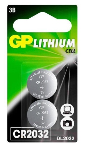 GP Lithium CR2032 (GP CR2032-2CRU2), упак. 2 шт. БЛИСТЕР Литиевые дисковые батарейки