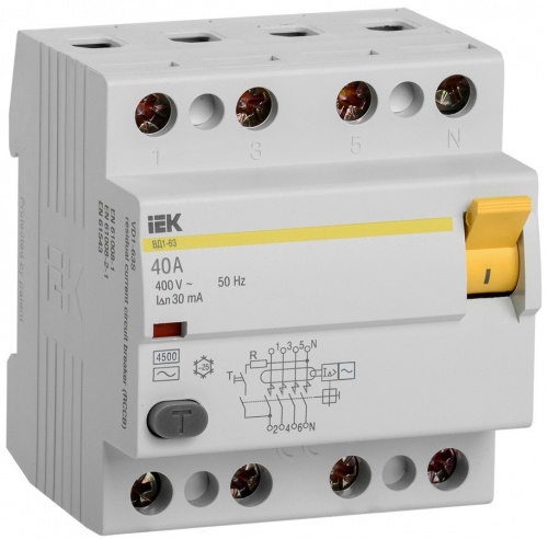 ВД1-63 4Р 40А 30мА (MDV10-4-040-030) Выключатель дифференциального тока