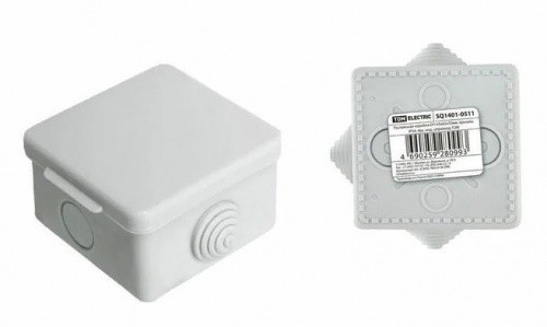 Коробка ОП 65х65х50мм, крышка, IP54, 4вх. (SQ1401-0111) Распаячная коробка Коробка ОП 65х65х50мм, крышка, IP54, 4вх. (SQ1401-0111) Распаячная коробка