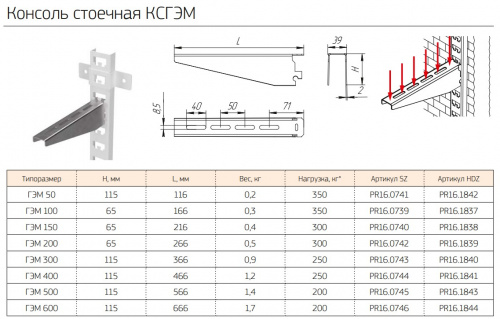 Консоль стоечная HDZ КСГЭМ-300 (PR16.1840) фото 2