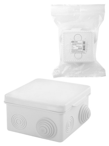 Коробка ОП 80х80х50мм, крышка, IP54, 7вх., белая (SQ1401-0922) Распаячная коробка
