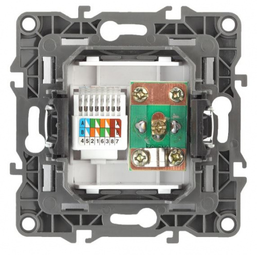 Розетка RJ45+TV 12-3110-05 IP20 серия 12 антрацит ЭРА (Б0027445) фото 2