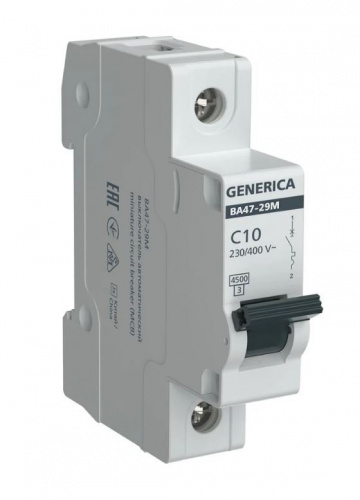 GENERICA ВА47-29М 1P C 10А 4,5кА (MVA21-1-010-C-G) Автоматический выключатель