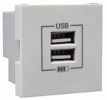 Розетка USB двойная, зарядная, белая (45439 SBR) Розетка USB двойная