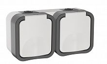 TORS Розетка 2-местная горизонтальная TS222 открытой установки 16А IP55 серо-белый (TS-R26-16-55-G-K41) Розетка 2-местная горизонтальна серии TORS