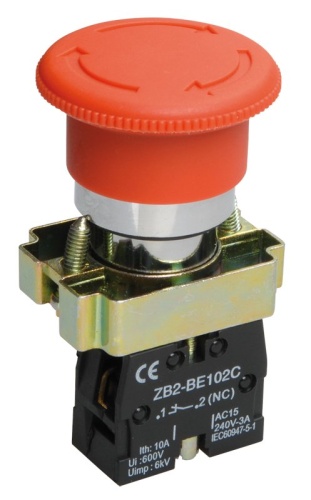 Кнопка LAY5-BS542 "Грибок" аварийная с фиксацией (BBG90-BS-K04) Кнопка без подсветки,  поворотная