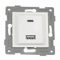 Розетка 2xUSB A/C, белый (201007) Розетка