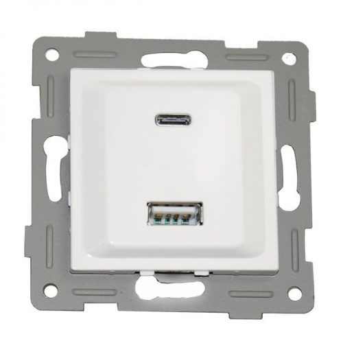 Розетка 2xUSB A/C, белый (201007) Розетка Розетка 2xUSB A/C, белый (201007) Розетка
