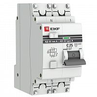 АД-32 1P+N 25А (С) 30мА тип AC эл. 4,5кА PROxima (DA32-25-30-pro) Автоматический выключатель дифференциального тока